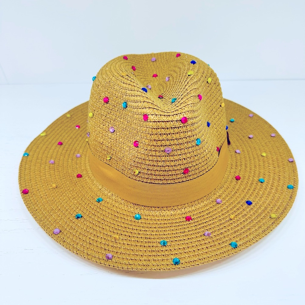 Beach/summer hat with rhinestones.